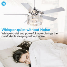 Load image into Gallery viewer, 52&quot; Shellie Modern Chrome Downrod Mount Reversible Ceiling Fan with Lighting and Remote Control
