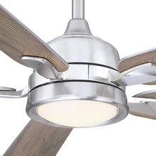 Cargar imagen en el visor de la galería, 52&quot; Tata Nagar Industrial Brush Nickel Downrod Mount Reversible Crystal Ceiling Fan with Lighting and Remote Control
