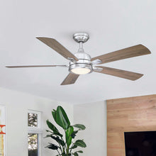 Carregar imagem no visualizador da galeria, 52&quot; Tata Nagar Industrial Brush Nickel Downrod Mount Reversible Crystal Ceiling Fan with Lighting and Remote Control
