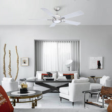 Cargar imagen en el visor de la galería, 52&quot; Tata Nagar Industrial Brush Nickel Downrod Mount Reversible Crystal Ceiling Fan with Lighting and Remote Control
