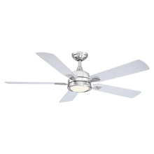 Cargar imagen en el visor de la galería, 52&quot; Tata Nagar Industrial Brush Nickel Downrod Mount Reversible Crystal Ceiling Fan with Lighting and Remote Control
