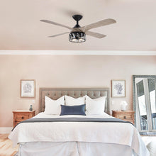 Cargar imagen en el visor de la galería, 52&quot; Tata Nagar Farmhouse Downrod Mount Reversible Crystal Ceiling Fan with Lighting and Remote Control
