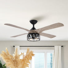 Load image into Gallery viewer, 52&quot; Tata Nagar Farmhouse Downrod Mount Reversible Crystal Ceiling Fan with Lighting and Remote Control
