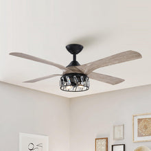 Load image into Gallery viewer, 52&quot; Tata Nagar Farmhouse Downrod Mount Reversible Crystal Ceiling Fan with Lighting and Remote Control
