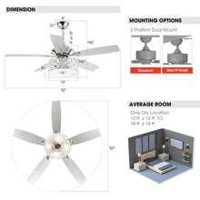 Cargar imagen en el visor de la galería, 52&quot; Tibuh Modern Downrod Mount Reversible Crystal Ceiling Fan with Lighting and Remote Control
