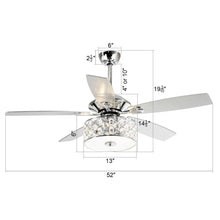 Load image into Gallery viewer, 52&quot; Tibuh Modern Downrod Mount Reversible Crystal Ceiling Fan with Lighting and Remote Control
