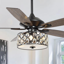 Load image into Gallery viewer, 52&quot; Tibuh Modern Downrod Mount Reversible Crystal Ceiling Fan with Lighting and Remote Control
