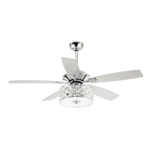 Cargar imagen en el visor de la galería, 52&quot; Tibuh Modern Downrod Mount Reversible Crystal Ceiling Fan with Lighting and Remote Control
