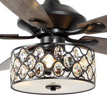 Cargar imagen en el visor de la galería, 52&quot; Tibuh Modern Downrod Mount Reversible Crystal Ceiling Fan with Lighting and Remote Control
