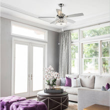 Carregar imagem no visualizador da galeria, 52&quot; Tibuh Modern Downrod Mount Reversible Crystal Ceiling Fan with Lighting and Remote Control
