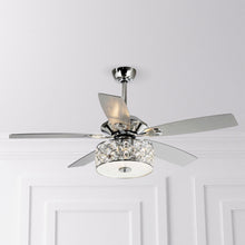 Load image into Gallery viewer, 52&quot; Tibuh Modern Downrod Mount Reversible Crystal Ceiling Fan with Lighting and Remote Control
