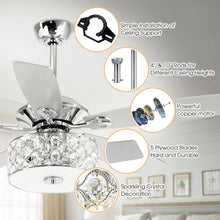 Load image into Gallery viewer, 52&quot; Tibuh Modern Downrod Mount Reversible Crystal Ceiling Fan with Lighting and Remote Control
