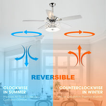 Carregar imagem no visualizador da galeria, 52&quot; Tibuh Modern Downrod Mount Reversible Crystal Ceiling Fan with Lighting and Remote Control
