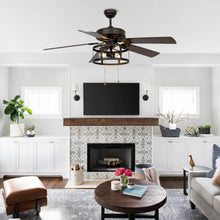 Load image into Gallery viewer, 52&quot; Urbana Downrod Mount Reversible Industrial Ceiling Fan with Lighting and Pull Chain
