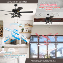 Carregar imagem no visualizador da galeria, 52&quot; Urbana Downrod Mount Reversible Industrial Ceiling Fan with Lighting and Pull Chain
