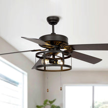 Cargar imagen en el visor de la galería, 52&quot; Urbana Downrod Mount Reversible Industrial Ceiling Fan with Lighting and Pull Chain
