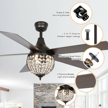 Load image into Gallery viewer, 52&quot; Varanasi Traditional Downrod Mount Ceiling Fan with Lighting and Remote Control
