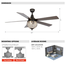 Load image into Gallery viewer, 52&quot; Varanasi Traditional Downrod Mount Ceiling Fan with Lighting and Remote Control
