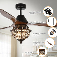 Cargar imagen en el visor de la galería, 52&quot; Vicky Modern DC Motor Downrod Mount Reversible Ceiling Fan with Lighting and Remote Control
