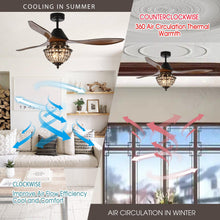 Carregar imagem no visualizador da galeria, 52&quot; Vicky Modern DC Motor Downrod Mount Reversible Ceiling Fan with Lighting and Remote Control
