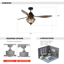 Load image into Gallery viewer, 52&quot; Vicky Modern DC Motor Downrod Mount Reversible Ceiling Fan with Lighting and Remote Control
