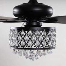 Cargar imagen en el visor de la galería, 52&quot; Wethington Modern Downrod Mount Reversible Crystal Ceiling Fan with Lighting and Remote Control
