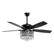 Cargar imagen en el visor de la galería, 52&quot; Wethington Modern Downrod Mount Reversible Crystal Ceiling Fan with Lighting and Remote Control
