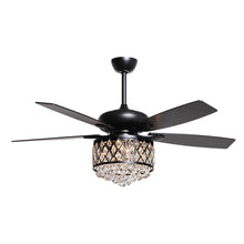 Cargar imagen en el visor de la galería, 52&quot; Wethington Modern Downrod Mount Reversible Crystal Ceiling Fan with Lighting and Remote Control
