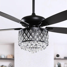 Cargar imagen en el visor de la galería, 52&quot; Wethington Modern Downrod Mount Reversible Crystal Ceiling Fan with Lighting and Remote Control
