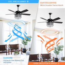 Cargar imagen en el visor de la galería, 52&quot; Wethington Modern Downrod Mount Reversible Crystal Ceiling Fan with Lighting and Remote Control
