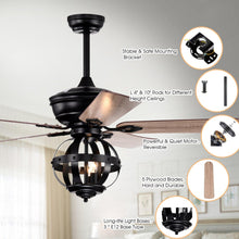 Load image into Gallery viewer, 52&quot; Wilburton Industrial Downrod Mount Reversible Ceiling Fan with Lighting and Remote Control
