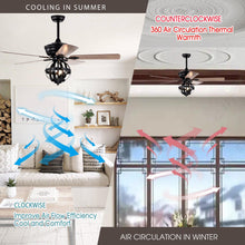 Load image into Gallery viewer, 52&quot; Wilburton Industrial Downrod Mount Reversible Ceiling Fan with Lighting and Remote Control
