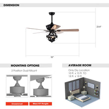 Load image into Gallery viewer, 52&quot; Wilburton Industrial Downrod Mount Reversible Ceiling Fan with Lighting and Remote Control
