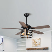 Load image into Gallery viewer, 52&quot; Wisner Industrial Downrod Mount Reversible Ceiling Fan with Lighting and Remote Control
