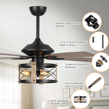 Load image into Gallery viewer, 52&quot; Wisner Industrial Downrod Mount Reversible Ceiling Fan with Lighting and Remote Control
