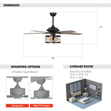 Carregar imagem no visualizador da galeria, 52&quot; Wisner Industrial Downrod Mount Reversible Ceiling Fan with Lighting and Remote Control
