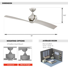 Load image into Gallery viewer, 54&quot; Shellcove Industrial DC Motor Downrod Mount Reversible Ceiling Fan with Remote Control
