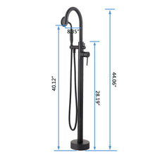 Carregar imagem no visualizador da galeria, Freestanding Tub Filler Bathtub Faucet Matte Black with Hand Held Shower Floor-Mount
