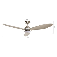 Load image into Gallery viewer, 56&quot; Bernardino Modern Brushed Nickel DC Motor Downrod Mount Reversible Ceiling Fan with Lighting and Remote Control
