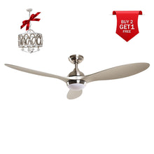 Load image into Gallery viewer, 56&quot; Bernardino Modern Brushed Nickel DC Motor Downrod Mount Reversible Ceiling Fan with Lighting and Remote Control
