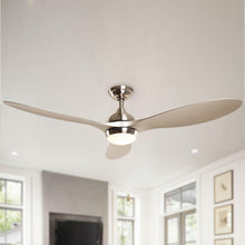 Cargar imagen en el visor de la galería, 56&quot; Bernardino Modern Brushed Nickel DC Motor Downrod Mount Reversible Ceiling Fan with Lighting and Remote Control
