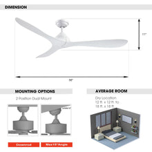 Load image into Gallery viewer, 56&quot; Modern DC Motor Downrod Mount Reversible Ceiling Fan with Remote Control
