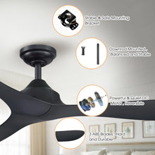 Cargar imagen en el visor de la galería, 56&quot; Modern DC Motor Downrod Mount Reversible Ceiling Fan with Remote Control
