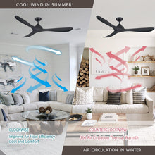 Carregar imagem no visualizador da galeria, 56&quot; Modern DC Motor Downrod Mount Reversible Ceiling Fan with Remote Control
