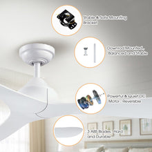 Load image into Gallery viewer, 56&quot; Modern DC Motor Downrod Mount Reversible Ceiling Fan with Remote Control
