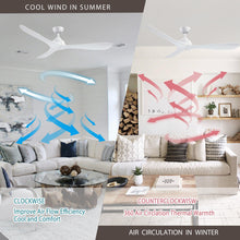 Load image into Gallery viewer, 56&quot; Modern DC Motor Downrod Mount Reversible Ceiling Fan with Remote Control
