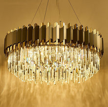 Load image into Gallery viewer, MIRODEMI® Creative Drum Gold/Black Crystal Hanging Lighting For Living Room, Dining Room
