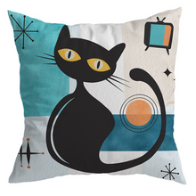 Load image into Gallery viewer, Atomic Retro Feline Cushion Cover
