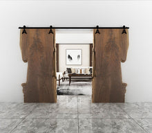 Carregar imagem no visualizador da galeria, Non-Bypass Sliding Barn Door Hardware Kit - Eiffel Design Roller
