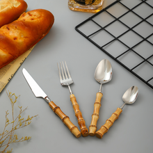 Load image into Gallery viewer, Natural Bamboo Flatware Set
